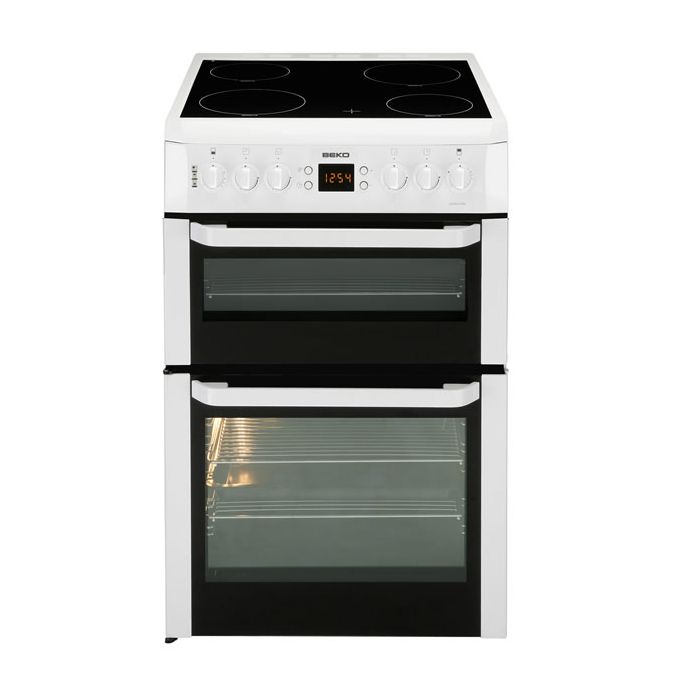Beko BDVC667W 600mm Double Electric Cooker Ceramic Hob Prog White