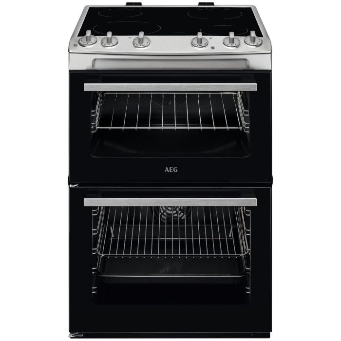 AEG CCX6500ACM SuroundCook 600mm Double Electric Cooker Ceramic Hob S Steel
