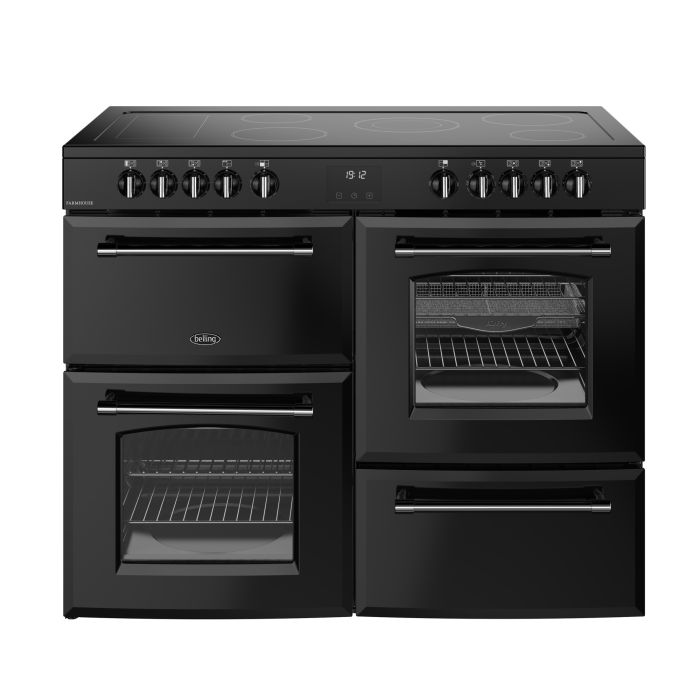 Belling RCA FARMHOUSE 110E BLK 1100mm Electric Range Cooker Ceramic Hob Black
