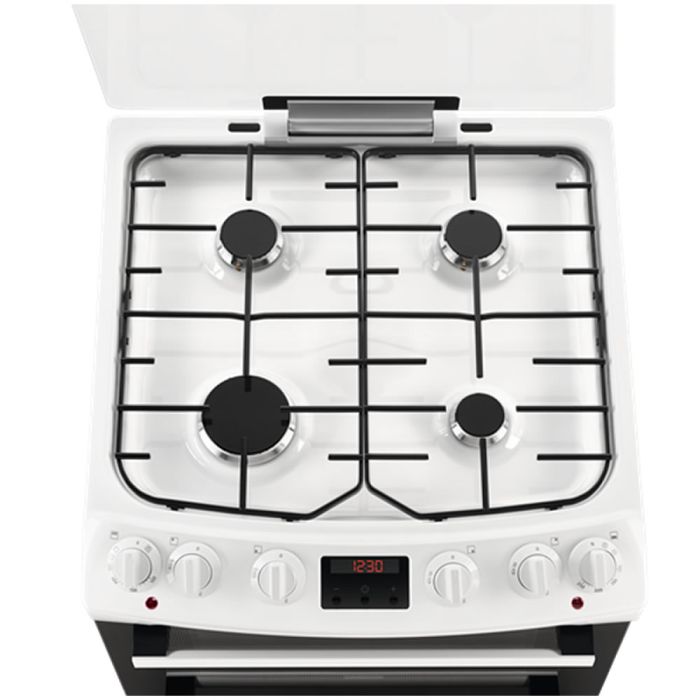 Zanussi ZCK66350WA 600mm Dual Fuel Double Electric Oven Gas Hob White