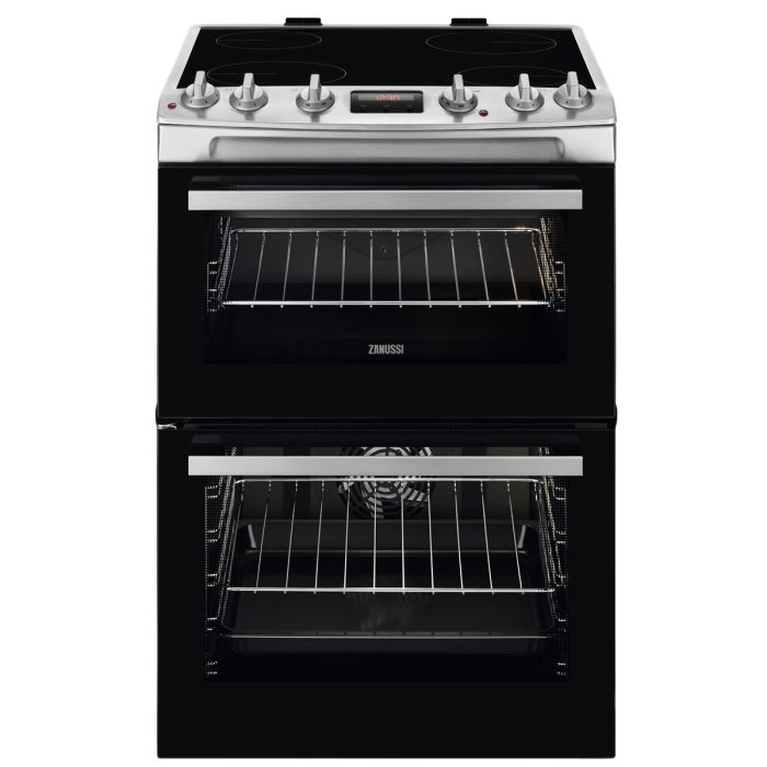Zanussi ZCV66370XA 600mm Double Electric Cooker Ceramic Hob S Steel