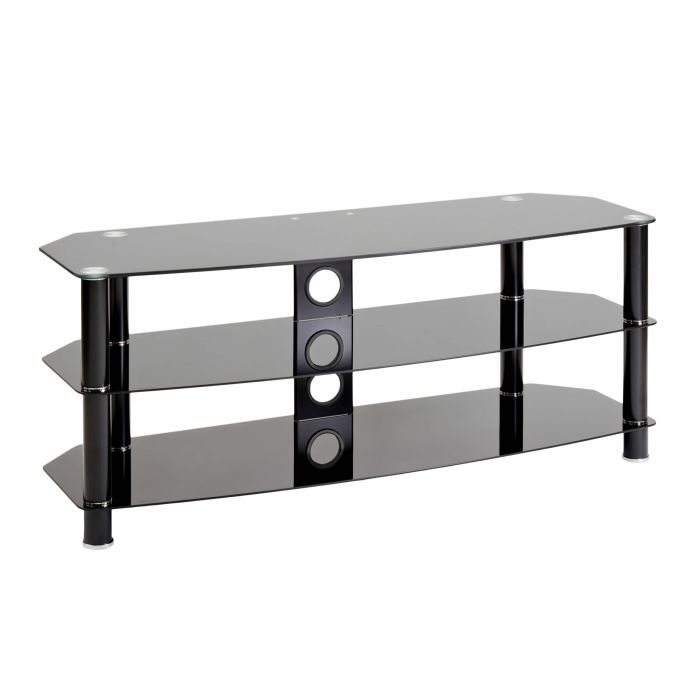 TTAP VANTAGE 1050 BLACK 1050mm TV Stand Upto 55inch TV Black Glass Black Legs